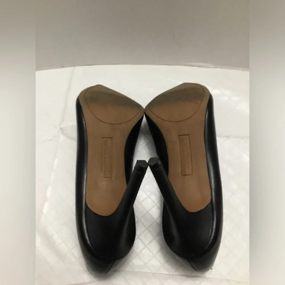 Christian Siriano Black Pointed-Toe Leather Heels
